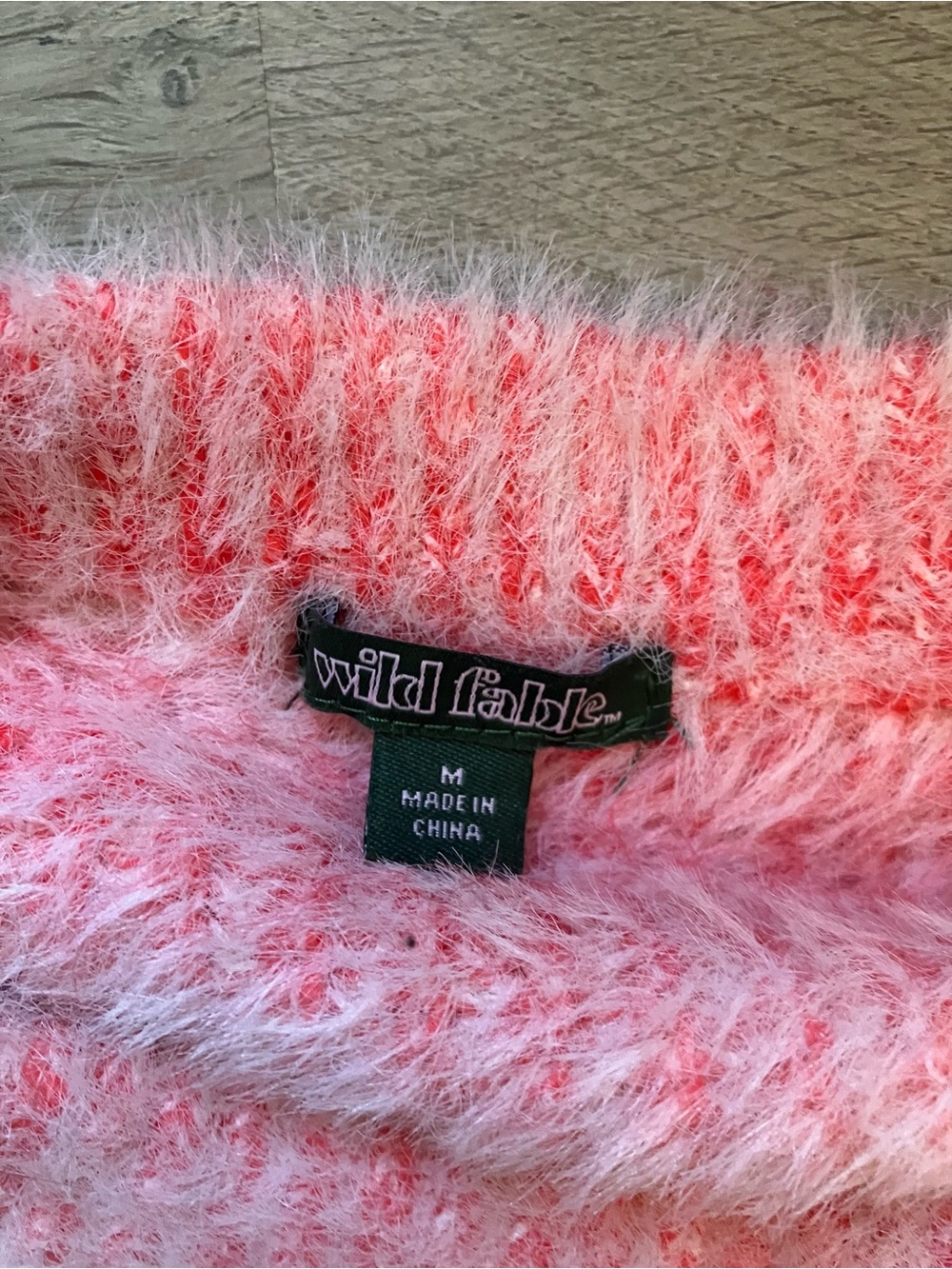 wild fable Fuzzy Pink & Cream Striped Crewneck Sweater - Picture 4 of 4